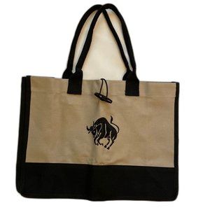 Aricsen Embroidery Reusable Canvas Tote Bag Taurus Black / Brown NWOT